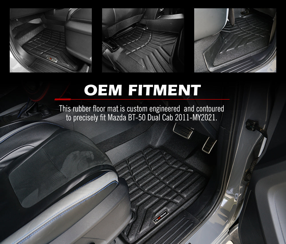 KIWI MASTER Car Floor Mats Fit Mazda BT-50 Dual Cab 2012-MY2022