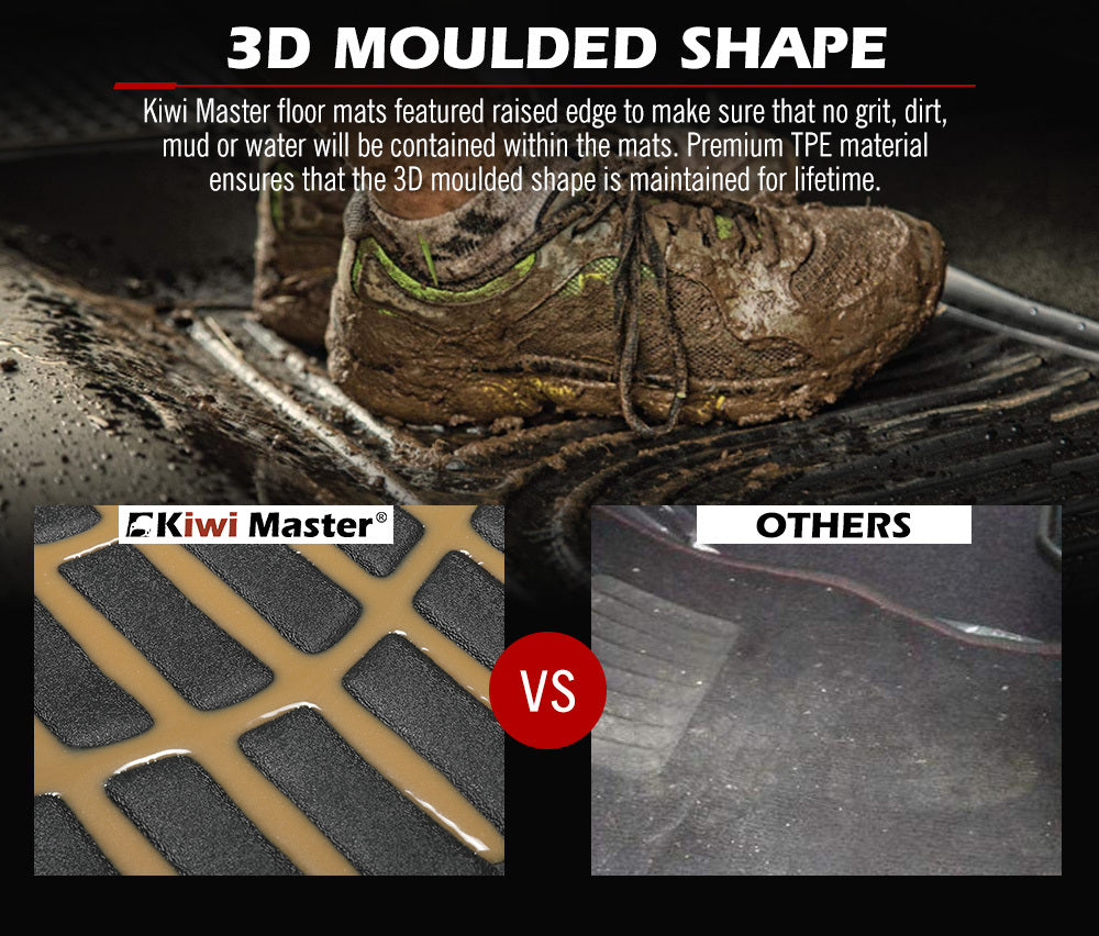 KIWI MASTER 3D TPE Car Floor Mats Liner fit for Nissan Navara NP300 D23 2015~Current