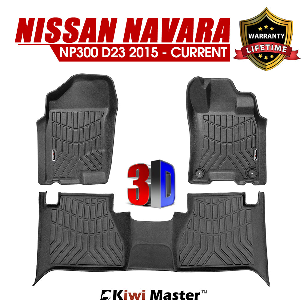 KIWI MASTER 3D TPE Car Floor Mats Liner fit for Nissan Navara NP300 D23 2015~Current