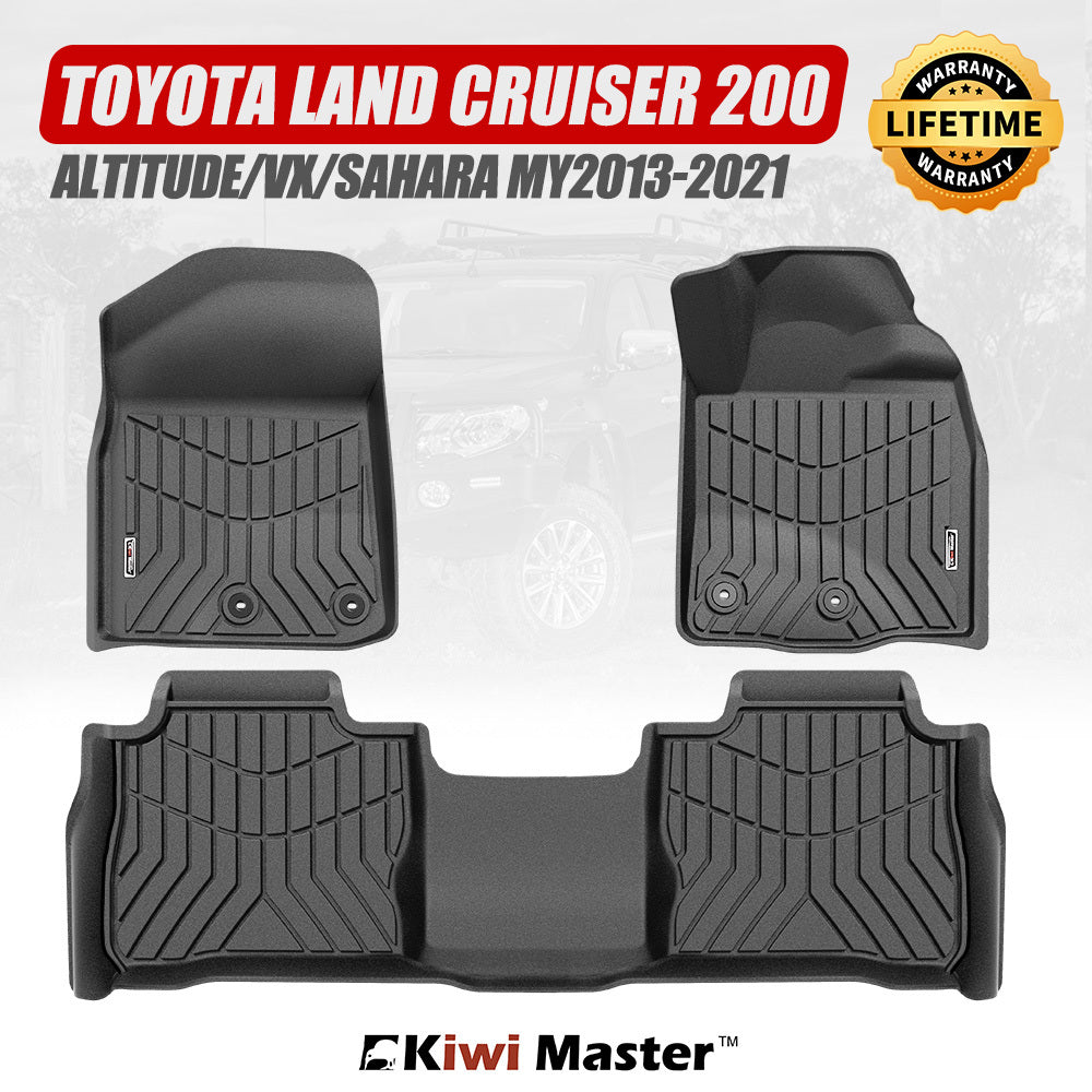 KIWI MASTER Car Floor Mats for Toyota Land Cruiser 200 Series VX Sahara MY 2013-2021