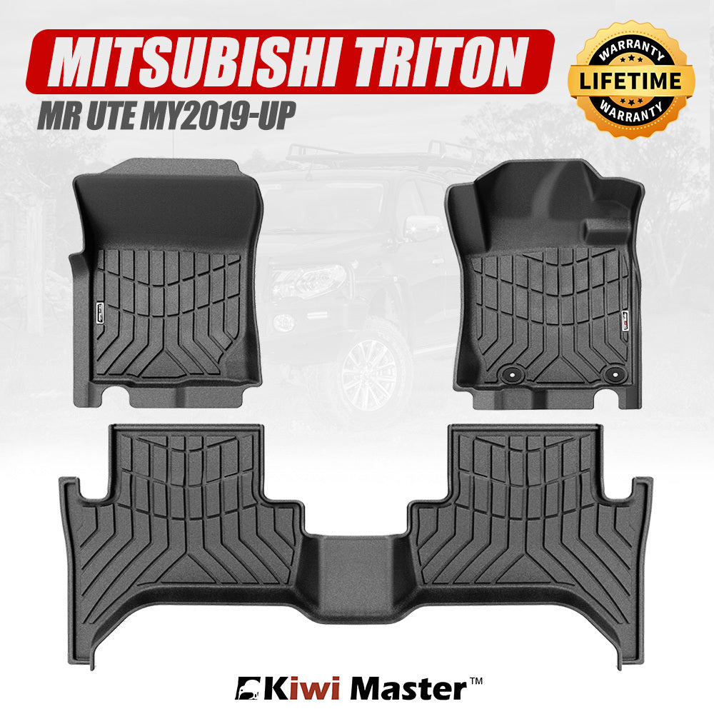 KIWI MASTER Car Floor Mats for Mitsubishi Triton MR 2019-Current Dual Cab