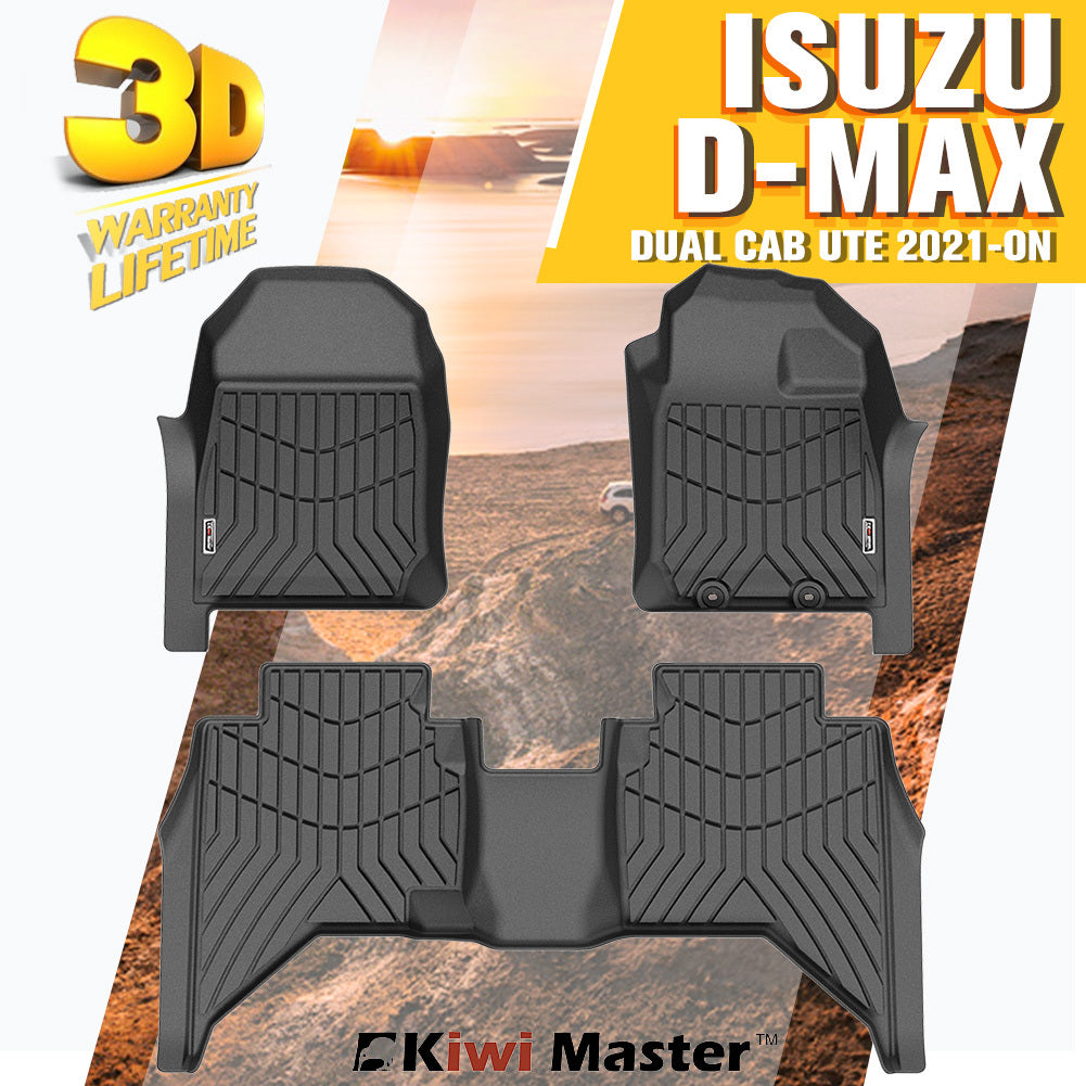 Kiwi Master 3D TPE Car Floor Mats Liner Fit Isuzu D-MAX DMAX Dual Cab UTE 2021+