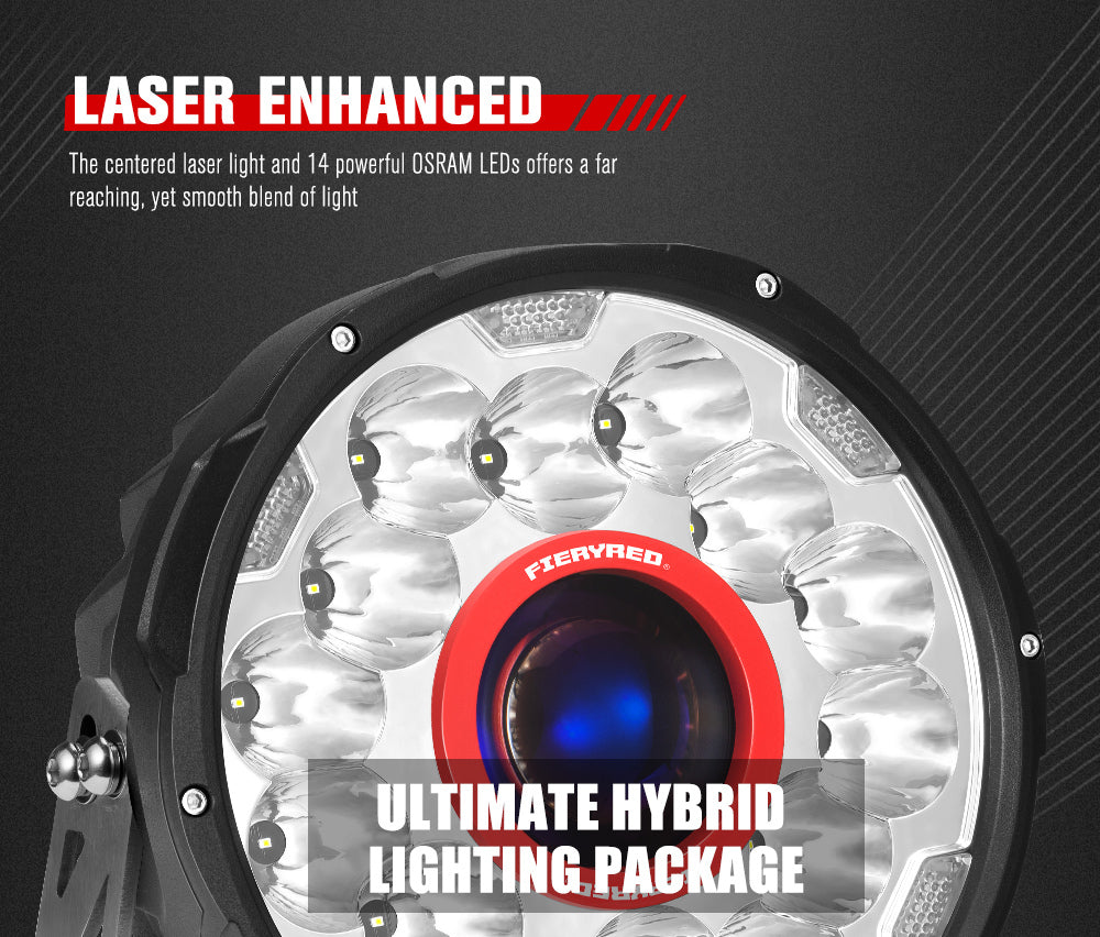 FIERYRED 7inch Laser Driving Lights Round Spot Lights Offroad Replace HID