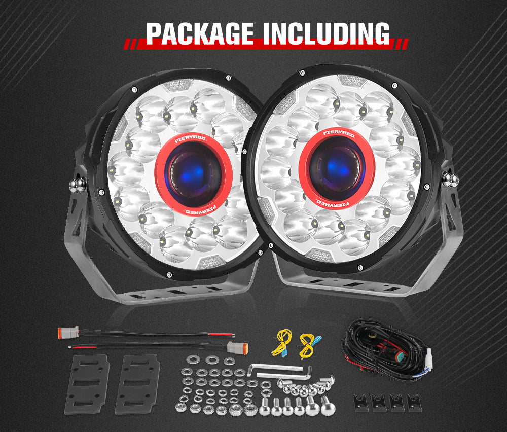 FIERYRED 7inch Laser Driving Lights Round Spot Lights Offroad Replace HID