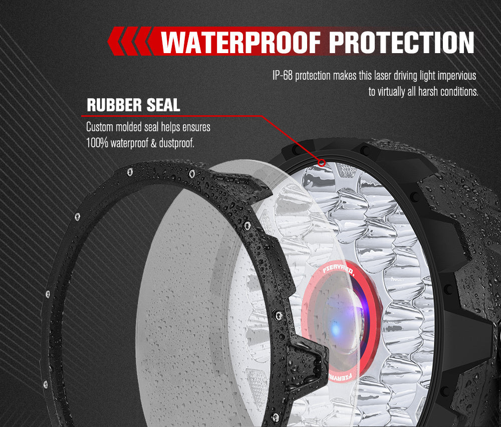 FIERYRED 9inch Laser Driving Lights Round Spot Lights Offroad Replace HID