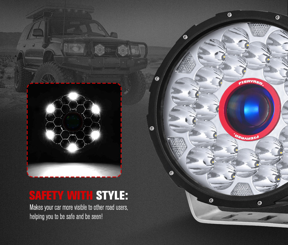 FIERYRED 9inch Laser Driving Lights Round Spot Lights Offroad Replace HID