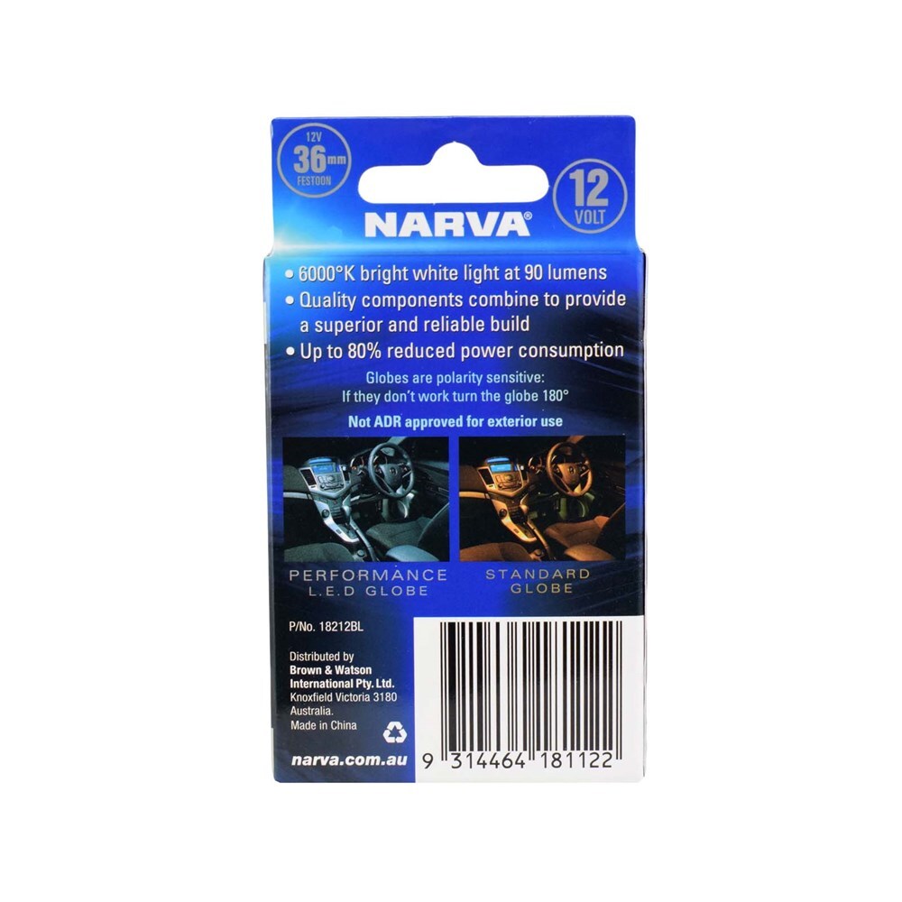 Narva 18212BL 12V 36mm Festoon LED Globe 6000K