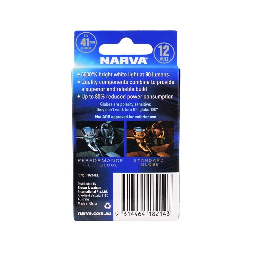 Narva 18214BL 12V 41mm Festoon LED Globe 6000K