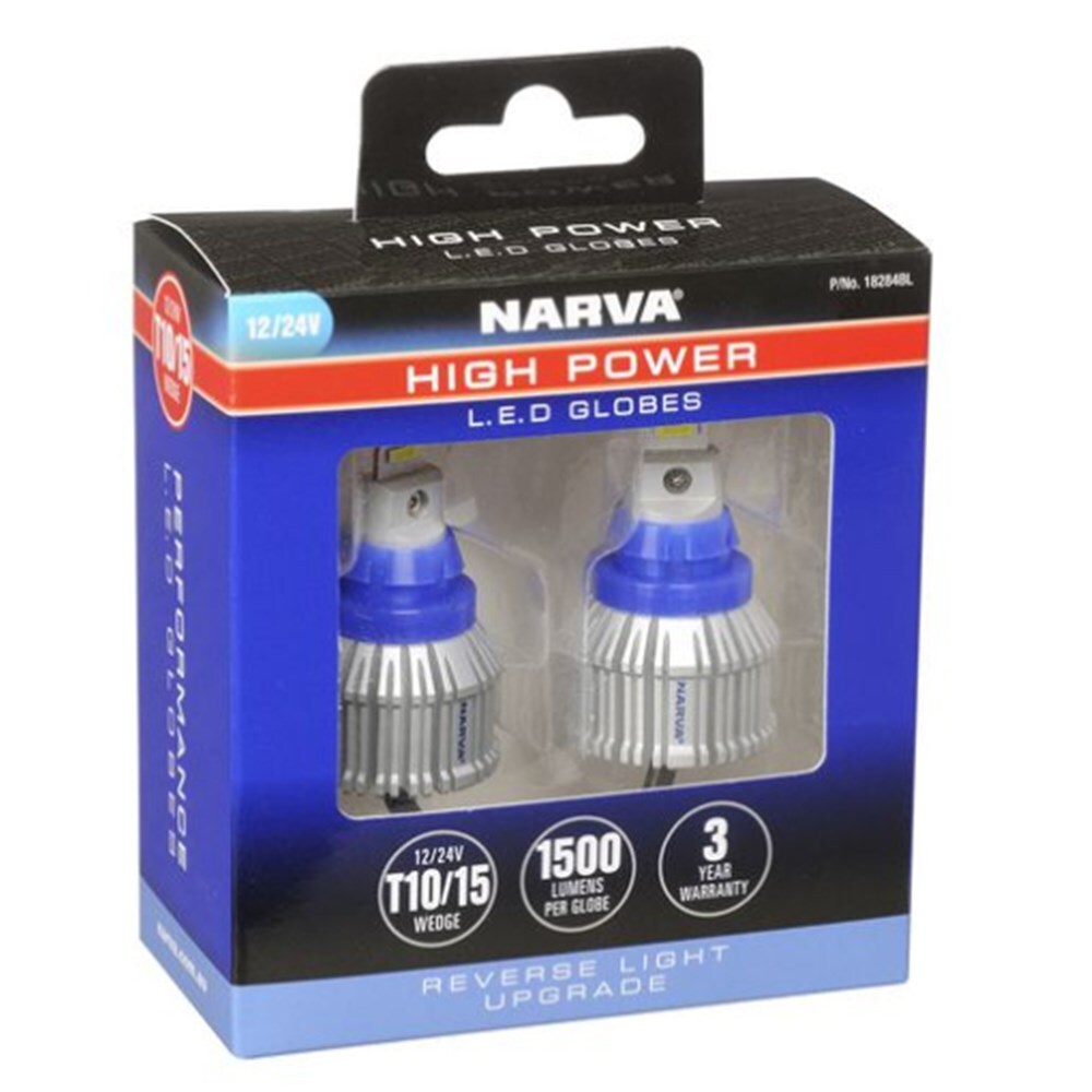 Narva 18284BL 12/24V T15 High Power LED Reverse Globes Twin Pack