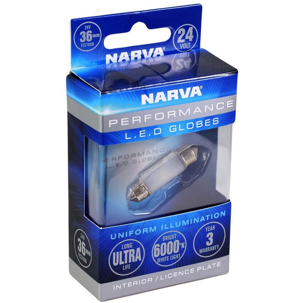 Narva 18312BL 24V 6000K LED Festoon Globe Single, 8.5x36mm
