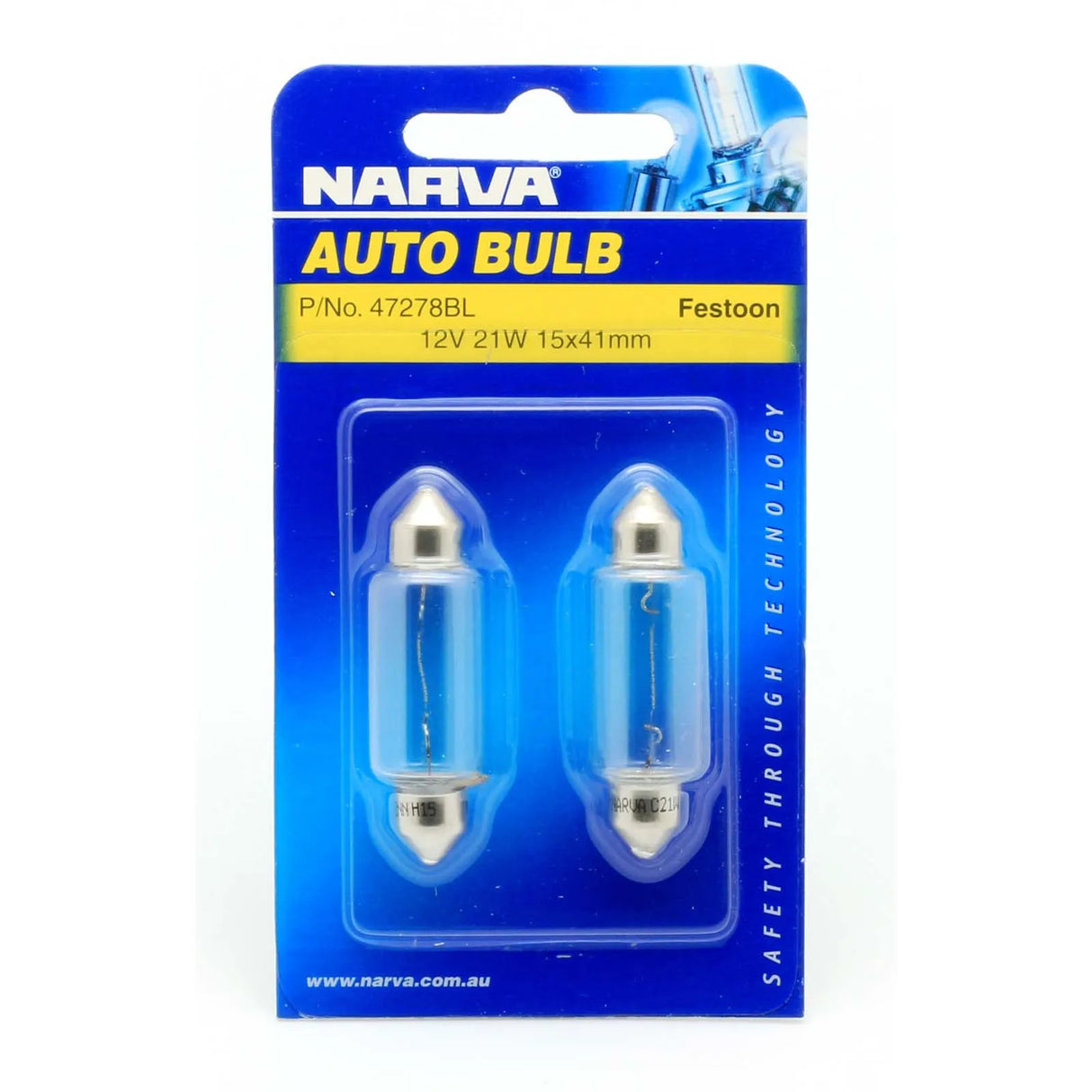 Narva 12V 21W C21W SV8-5.8 Festoon Globes 2x Pack