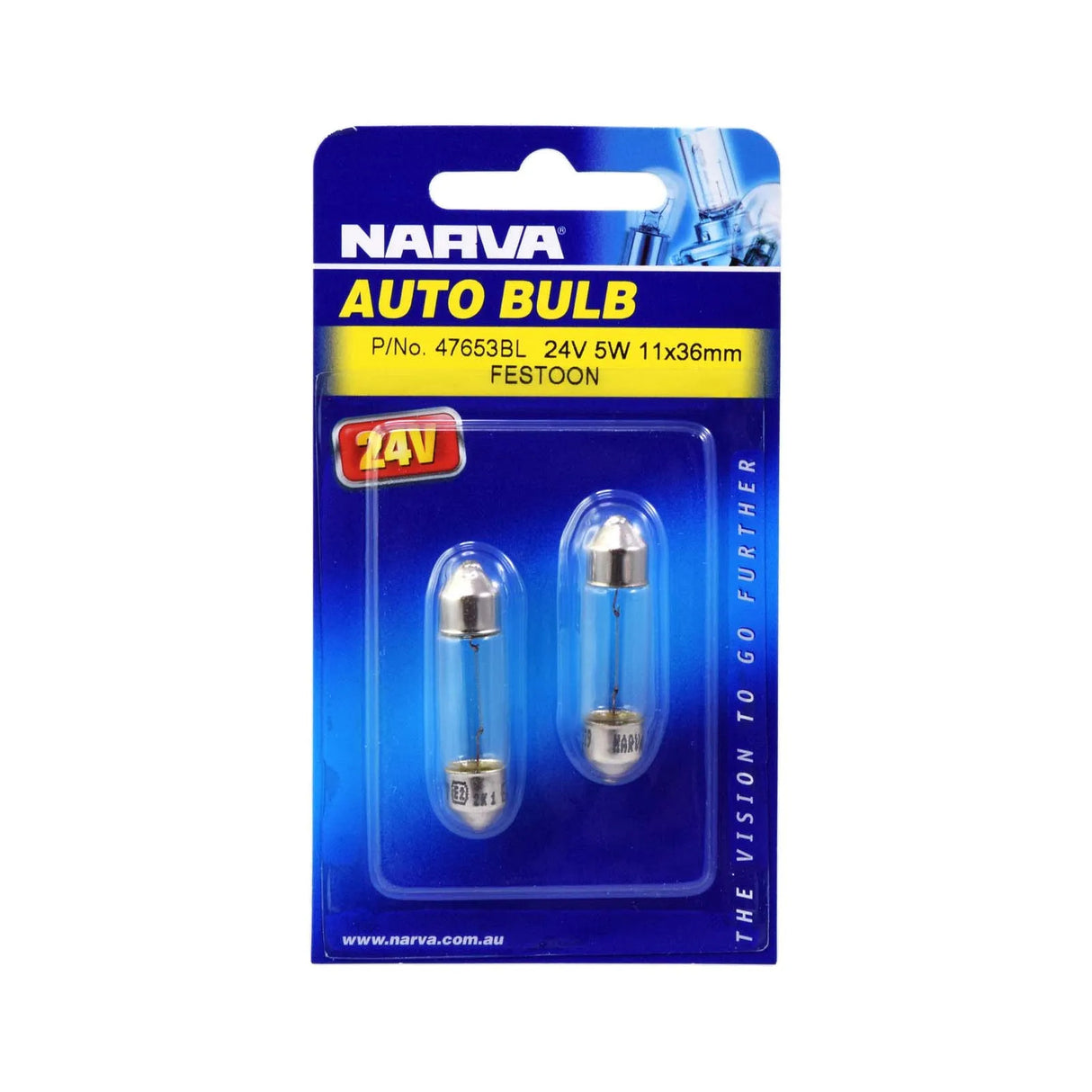 Narva 24V 5W SV8-5.8 C5W Festoon Globes 2x Pack