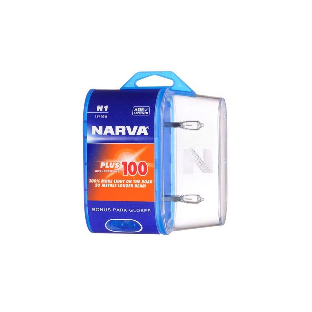 Narva H1 12V 55W Plus 100 Longer Life Halogen Headlight Globes Bl2
