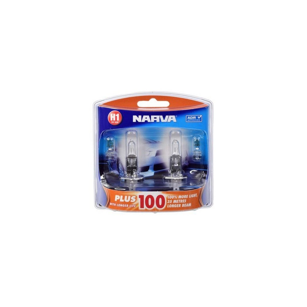 Narva H1 12V 55W Plus 100 Longer Life Halogen Headlight Globes Bl2