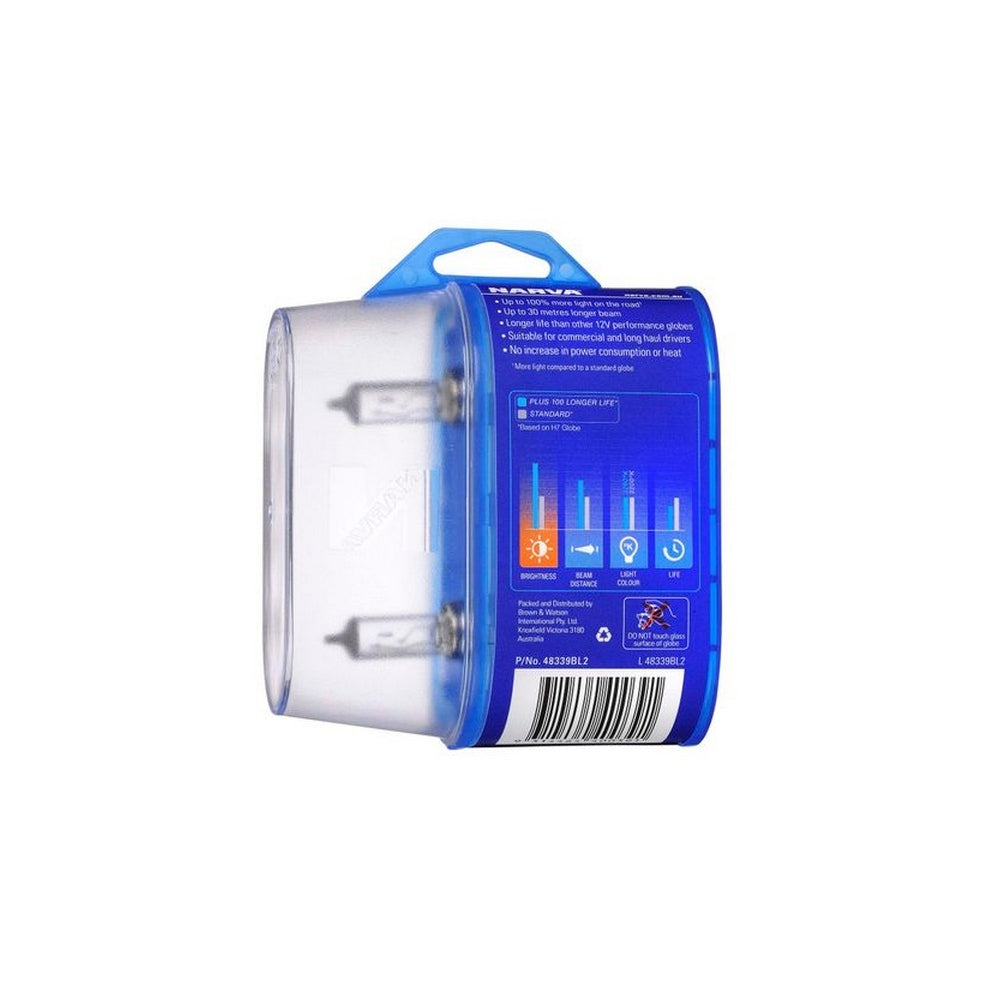 Narva H7 12V 55W Plus 100 Longer Life Halogen Headlight Globes Bl2