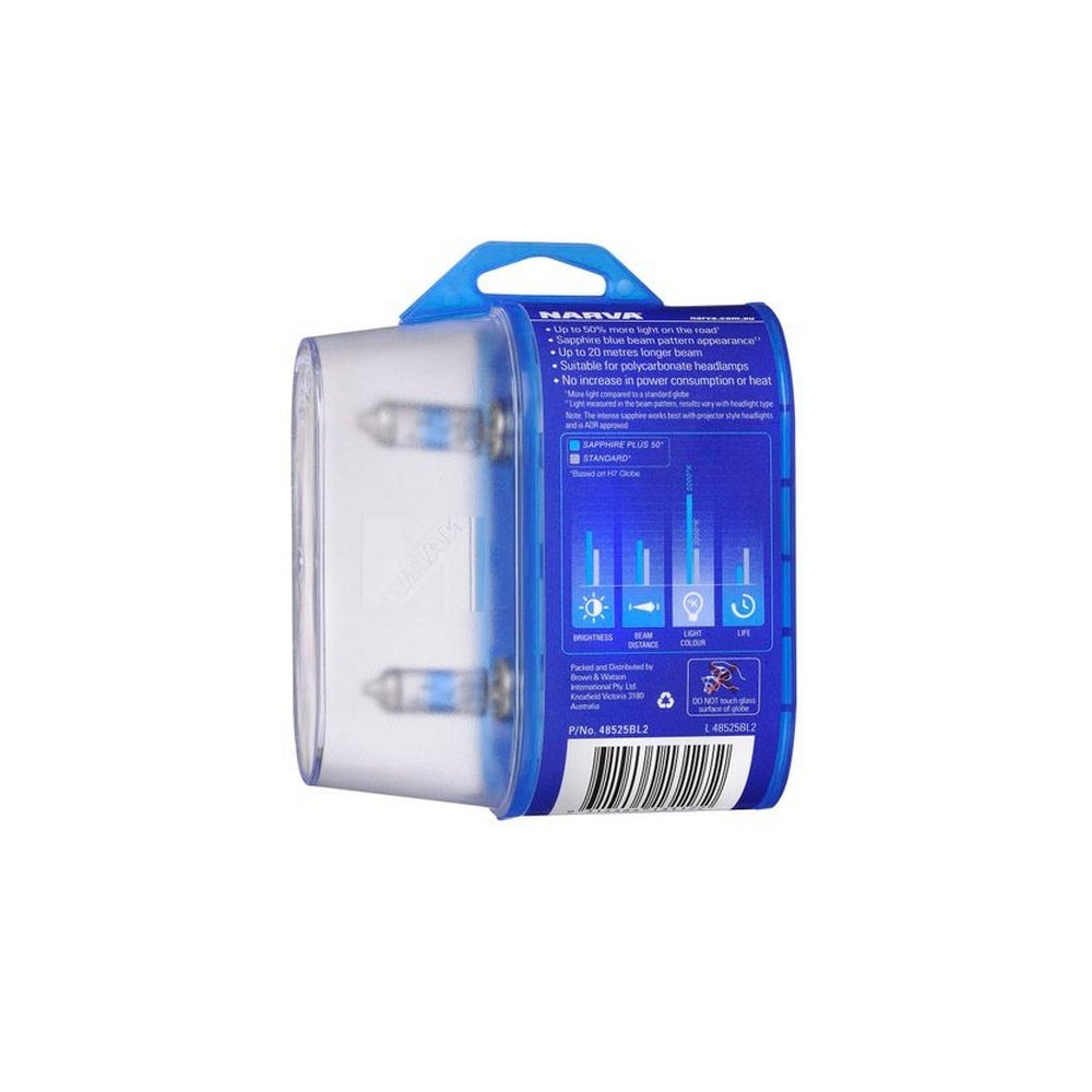 Narva H7 12V 55W Sapphire Plus 50 Halogen Headlight Globes Bl2