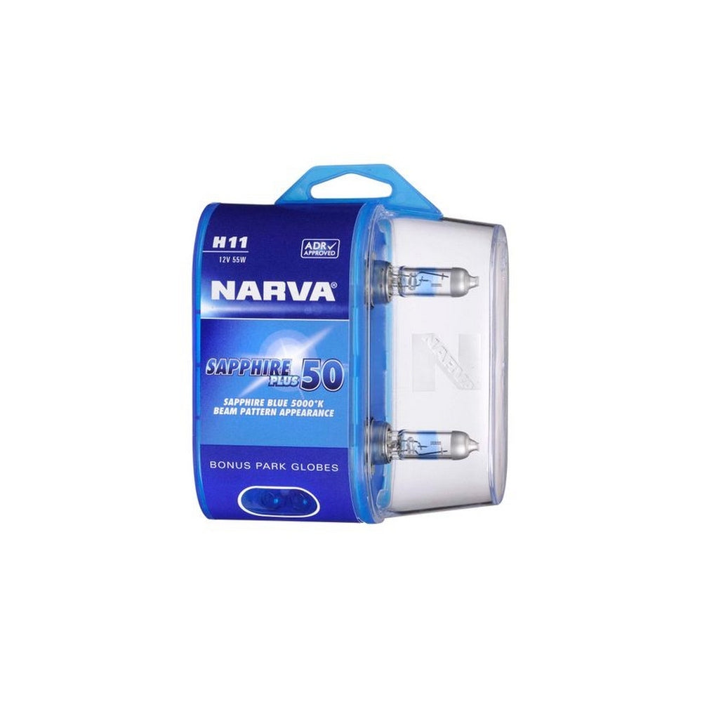 Narva H11 12V 55W Sapphire Plus 50 Halogen Headlight Globes Bl2
