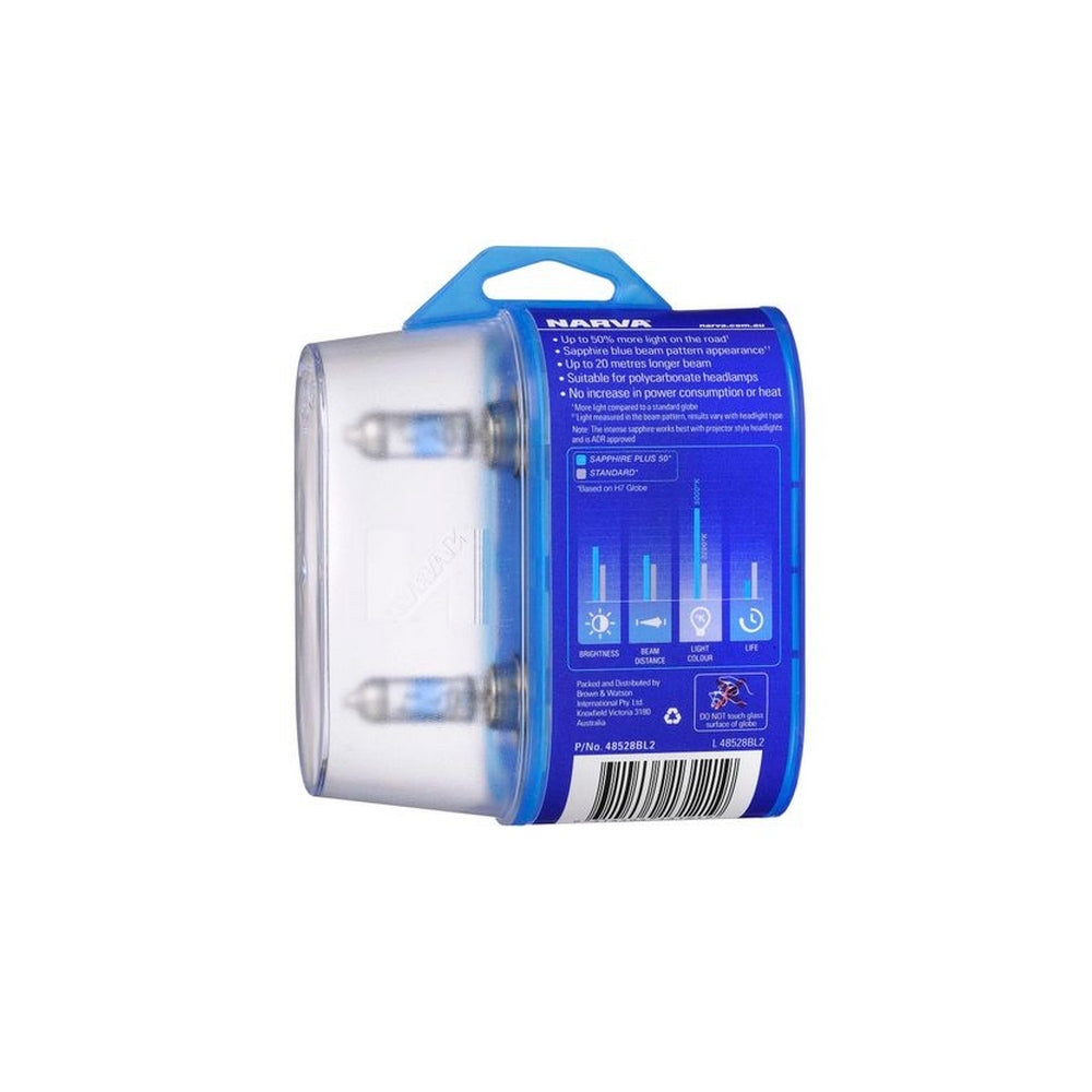 Narva H11 12V 55W Sapphire Plus 50 Halogen Headlight Globes Bl2
