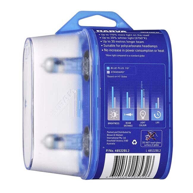 Narva H4 Blue Plus 110% Halogen Light Bulbs Headlight Globes New 12V 48532Bl2