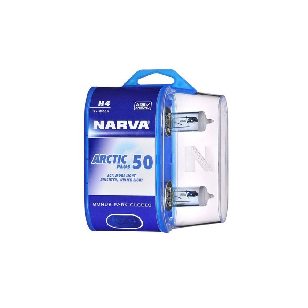 Narva H4 12V 60/55W Arctic Plus 50 Halogen Headlight Globes Bl2