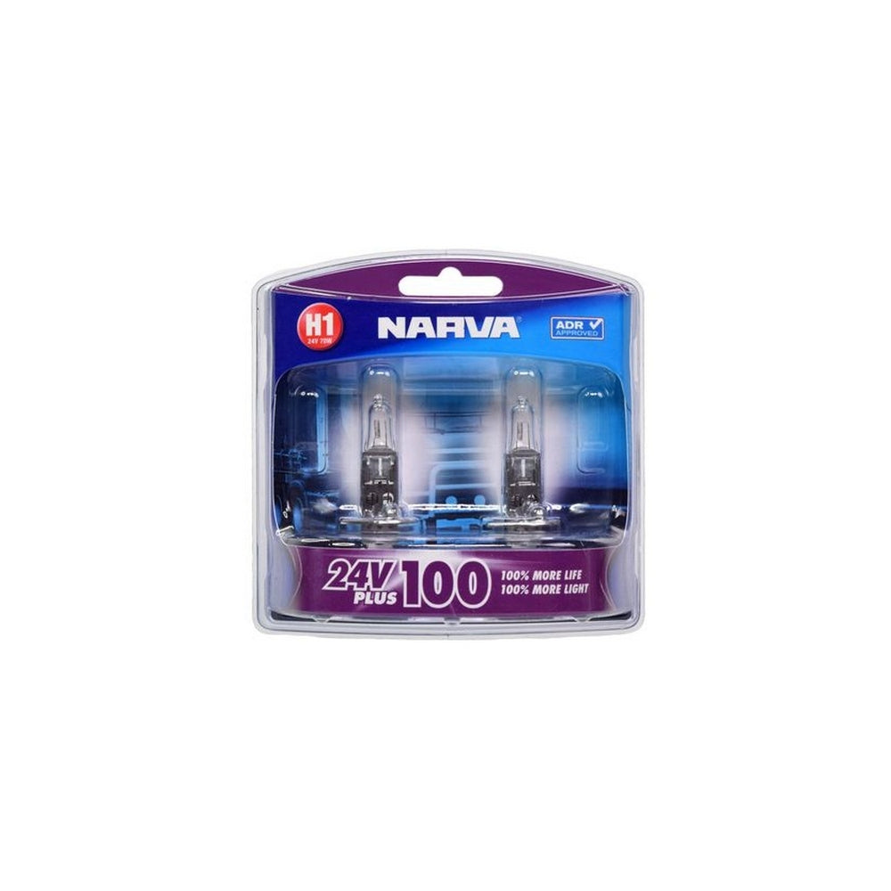 Narva H1 24V 70W Plus 100 Long Life Headlight Globes Bl2
