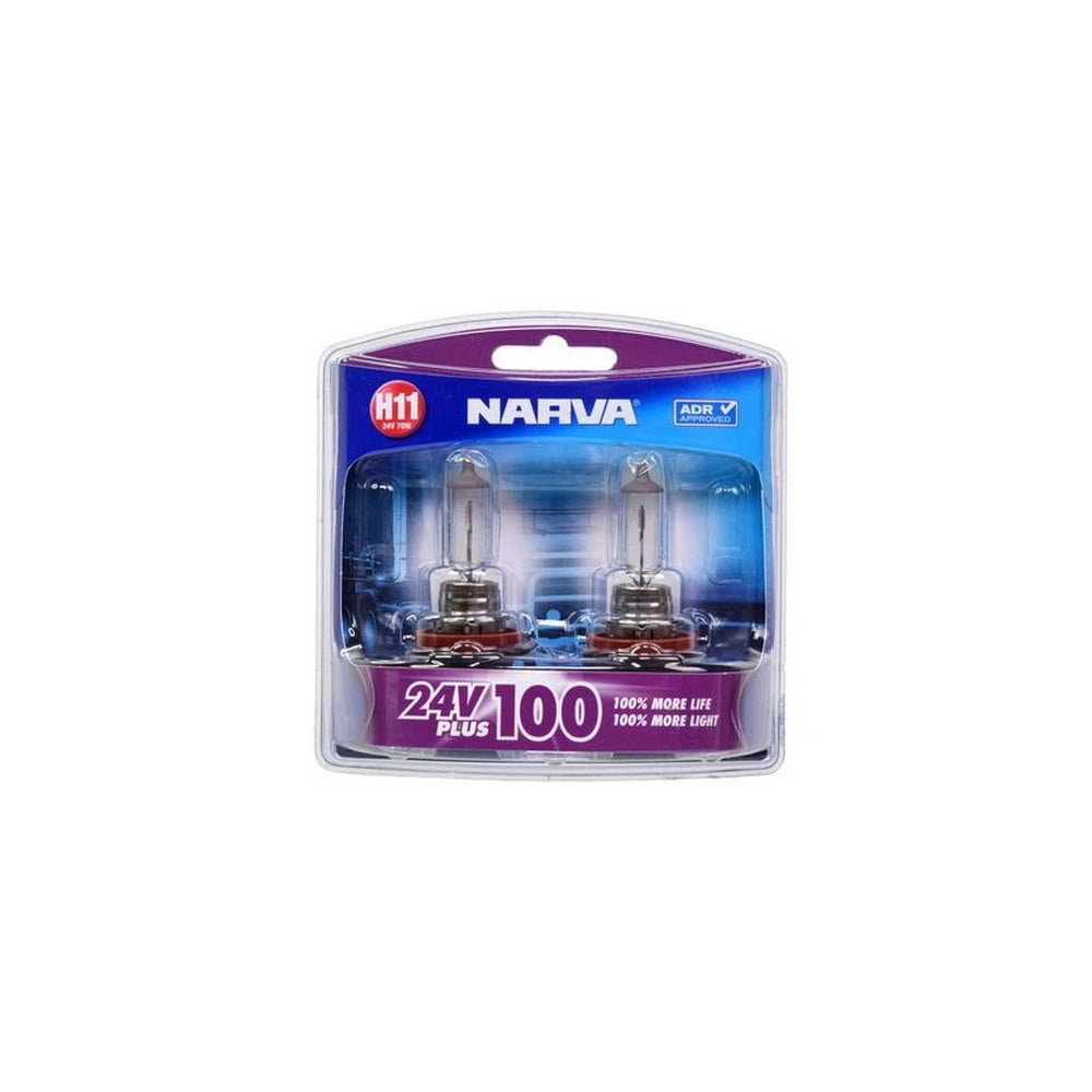 Narva H11 24V 55W Plus 100 Long Life Headlight Globes Bl2