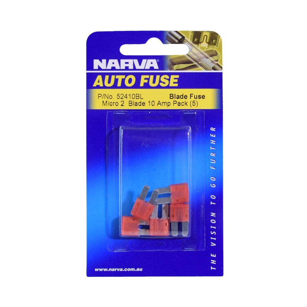 Narva 52410BL 10 Amp Red Micro 2 Blade Fuse (Pack Of 5)