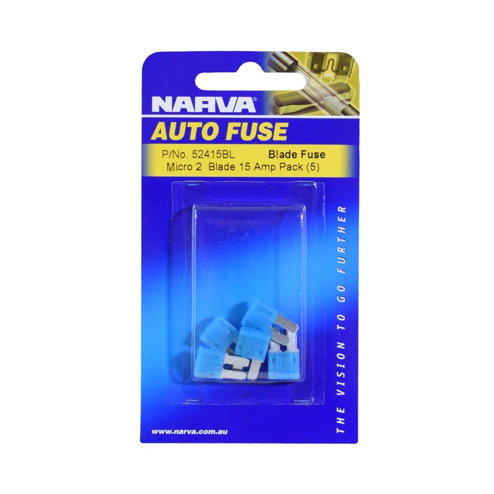 Narva 52415BL 15 Amp Blue Micro 2 Blade Fuse (Pack Of 5)