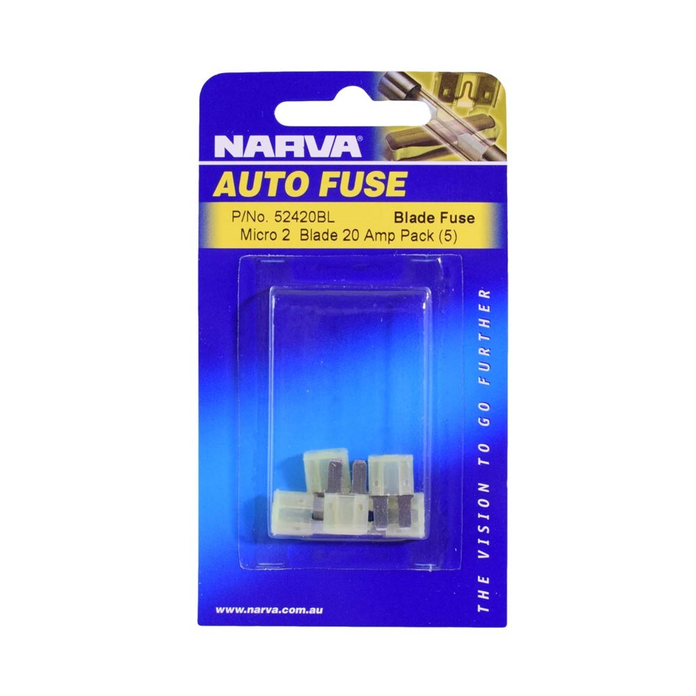 Narva 52420BL 20 Amp Yellow Micro 2 Blade Fuse (Pack Of 5)