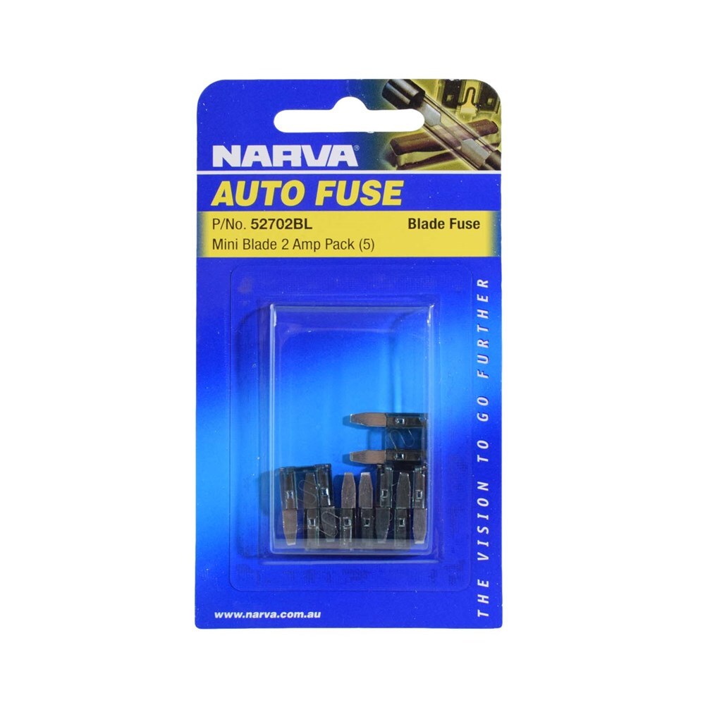 Narva 2 Amp Grey Mini BLade Fuse (Pack Of 5) 52702BL