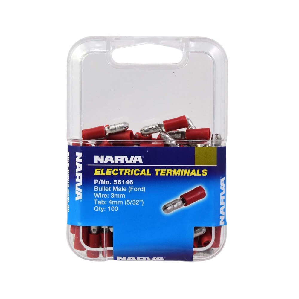 Narva 4.0mm Male Bullet Terminal Red (100 Pack) 56146