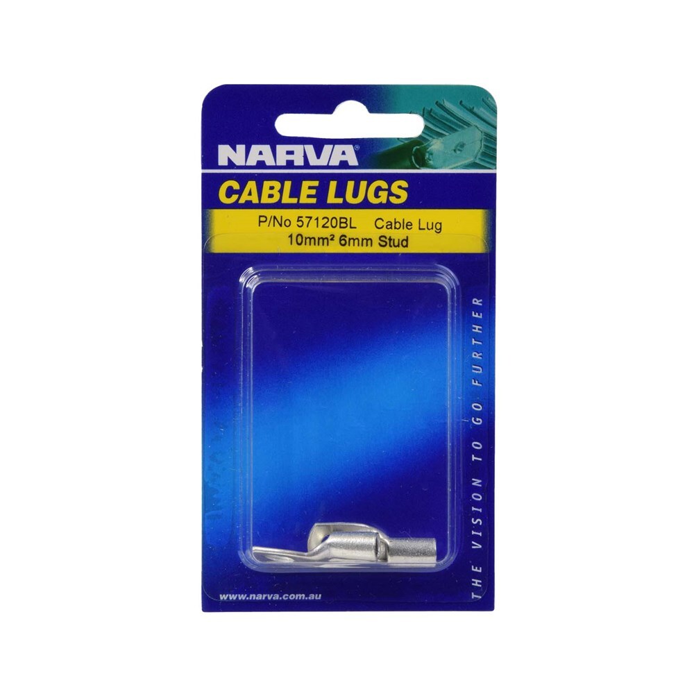 Narva 57120BL 10mm2 6mm Stud Flared Entry Cable Lug, Twin Pack