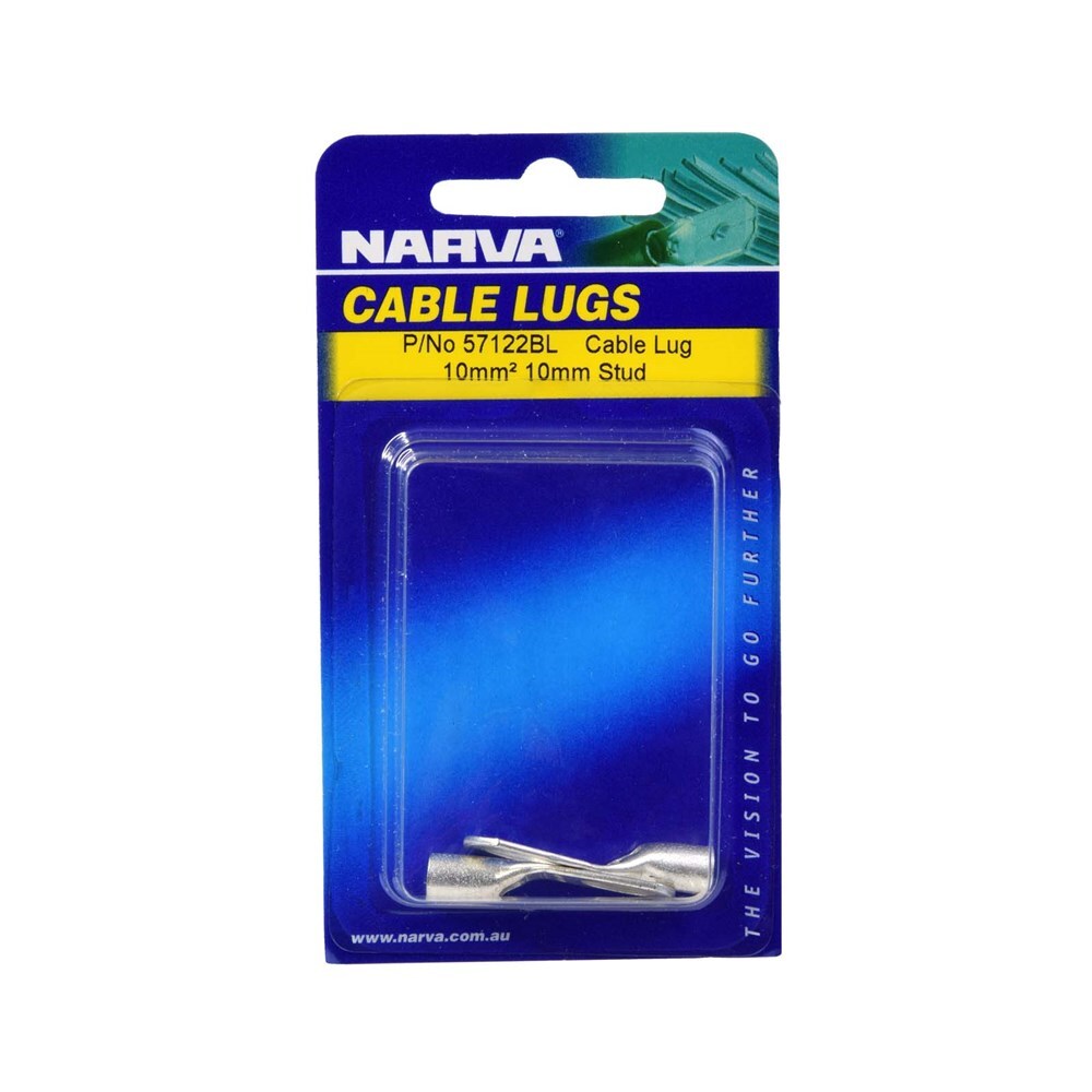 Narva 57122BL 10mm2 10mm Stud Flared Entry Cable Lug, Twin Pack