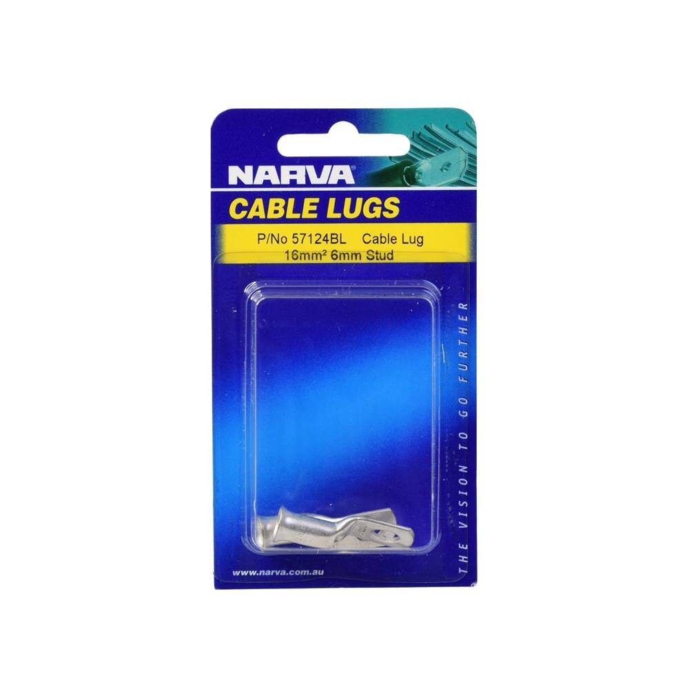 Narva 57124BL 16mm2 6mm Stud Flared Entry Cable Lug Twin Pack