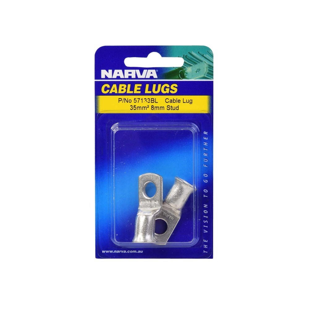 Narva 57133BL 35mm2 8mm Stud Flared Entry Cable Lug Twin Pack
