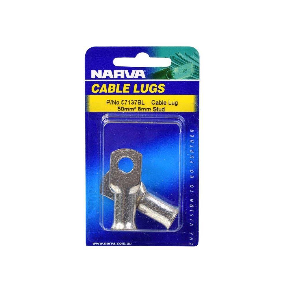 Narva 57137BL 50mm2 8mm Stud Flared Entry Cable Lug Twin Pack