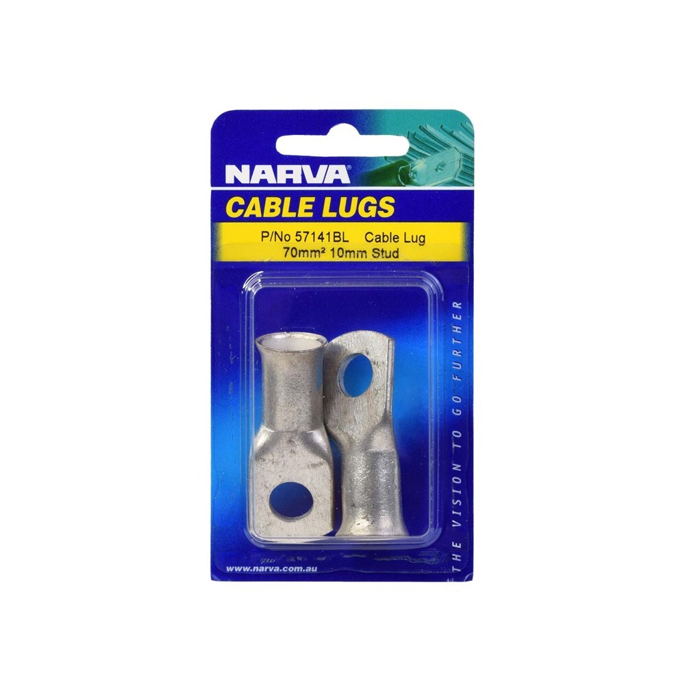 Narva 57141BL 70mm2 10mm Stud Flared Entry Cable Lug, Twin Pack