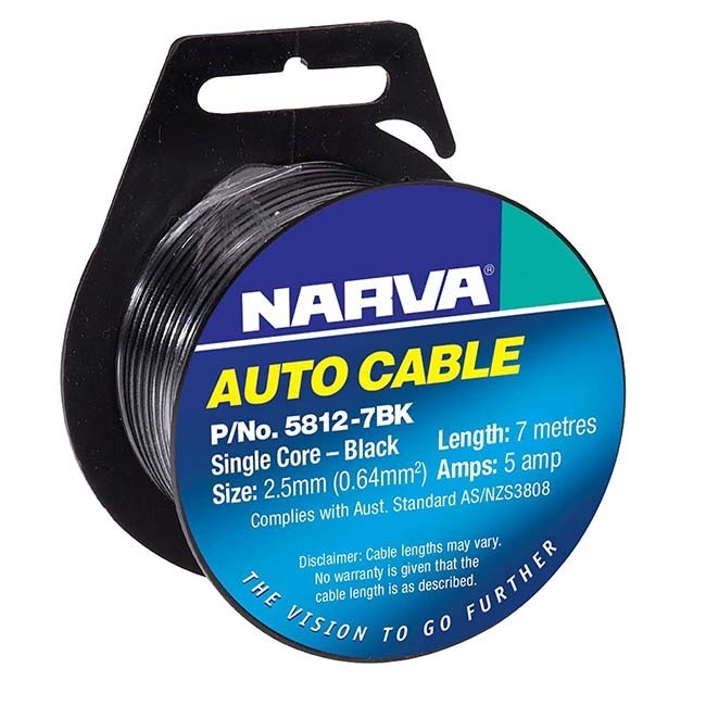 Narva Cable S/Core 2.5Mm 5A 7M Black