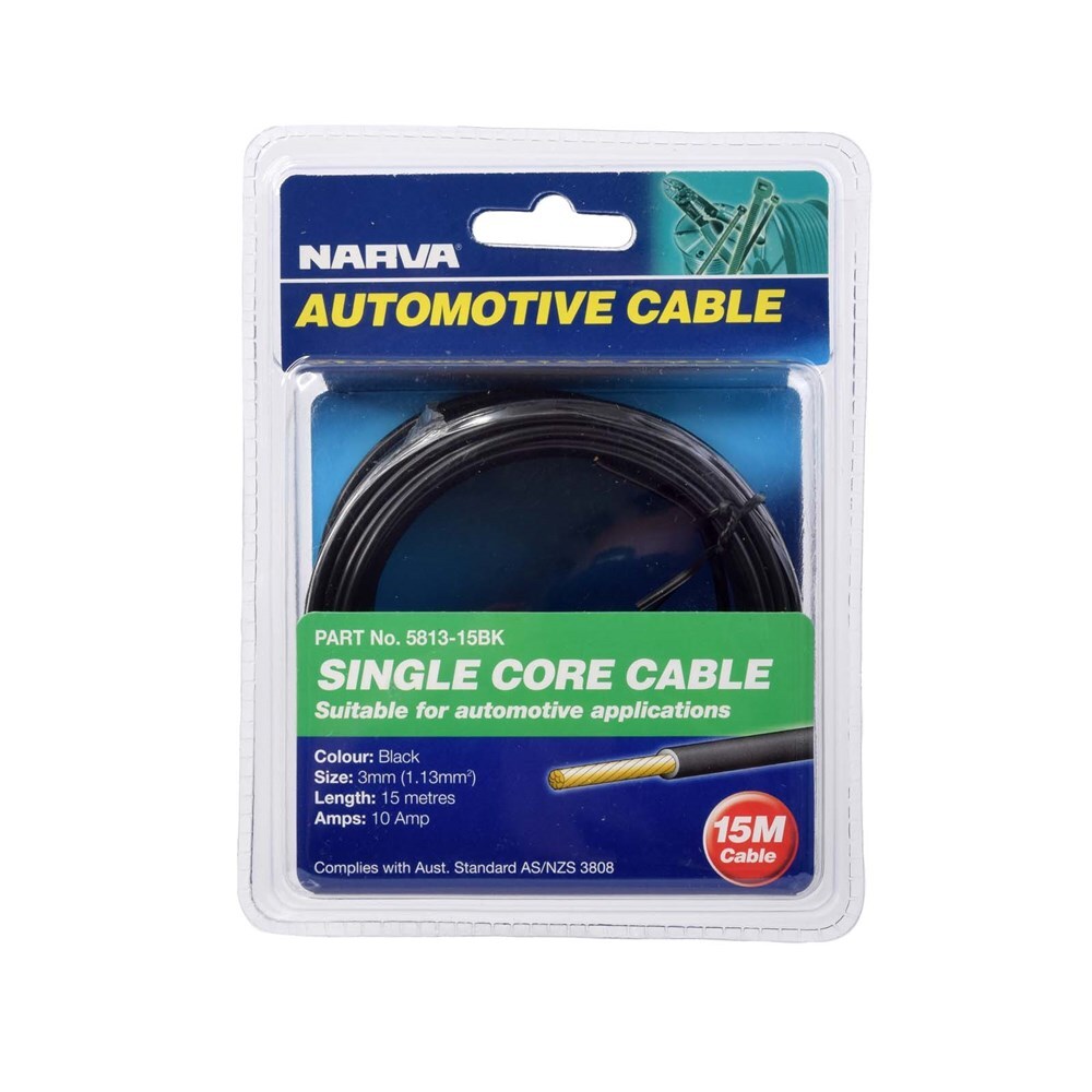 Narva 10A 3mm Black Single Core Cable (15M) 5813-15Bk