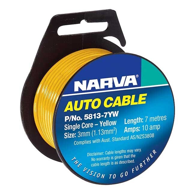Narva Cable S/Core 3Mm 10A 7M Yellow