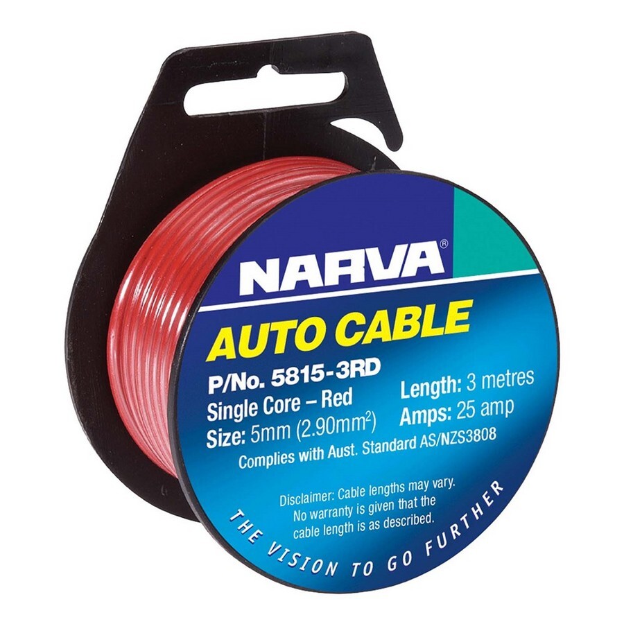 Narva 25A 5mm Red Single Core Cable (3M) 5815-3Rd
