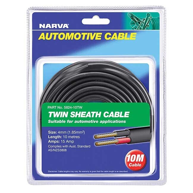 Narva Cable Twin Core 4Mm 15A 10M