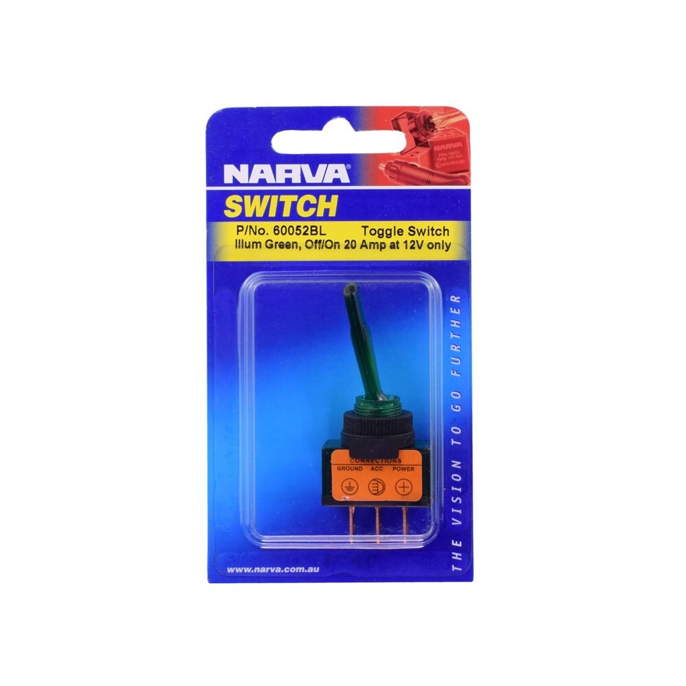 Narva Illuminated Off/On Toggle Switch (Green) 60052BL