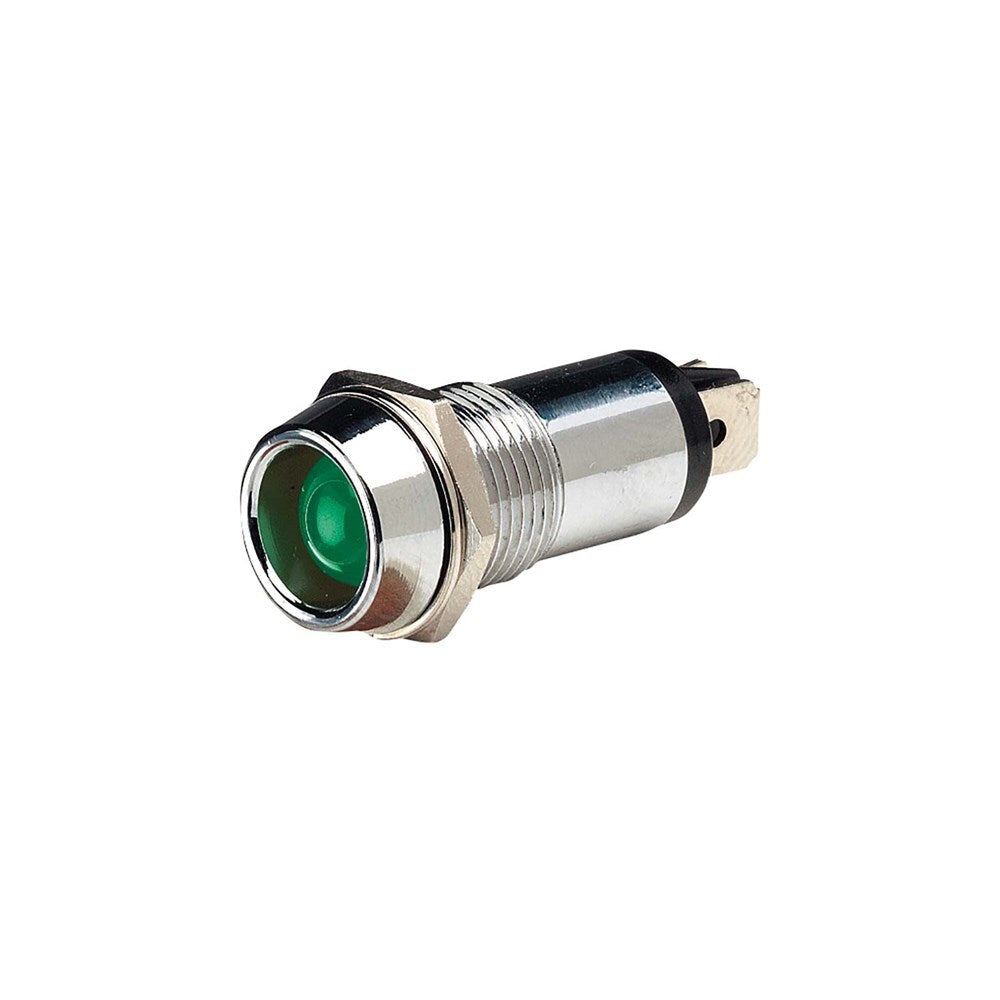 Narva 62096BL 24 Volt Chrome Pilot Lamp With Green Led