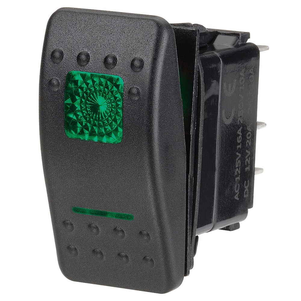 Narva 63128BL 12 Volt Illuminated Off/Momentary (On) Sealed Rocker Switch (Green)