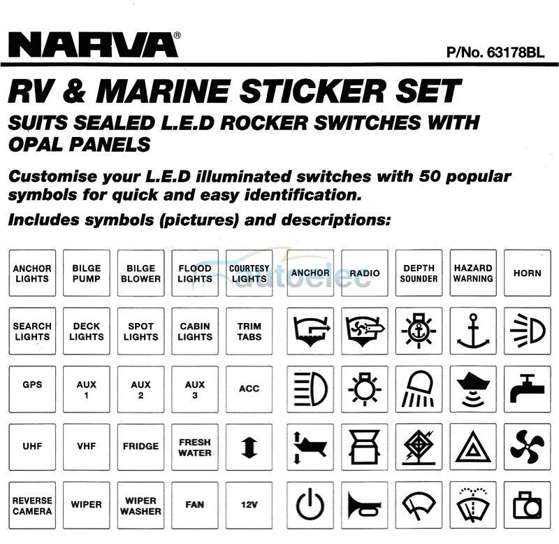 Narva Rocker Dash Switch Stickers