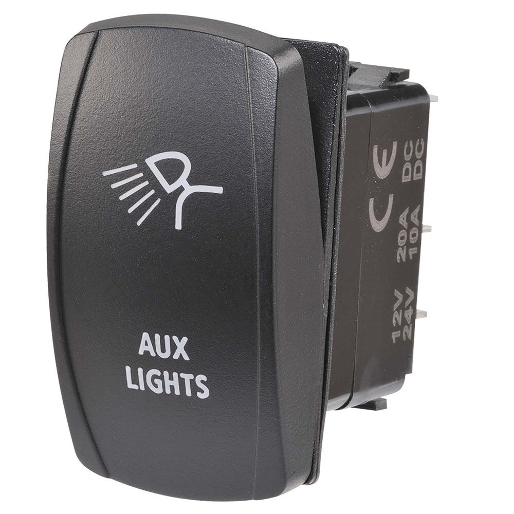 Narva 63232BL 12/24V Off/On LED Illuminated Sealed Rocker Switch With “Aux Lights” Symbol (Blue)