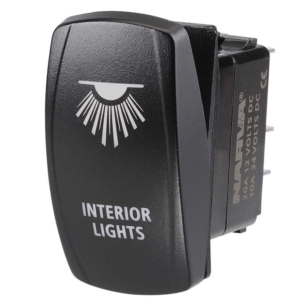 Narva 63257BL 12/24V Off/On LED Illuminated Sealed Rocker Switch With Interior Lights Symbol (Blue)