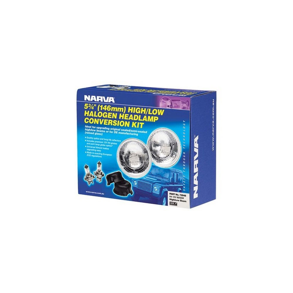 Narva Halogen Headlamp - H4 Conversion Kit Raised Glass - 5 3/4" High/Low Beam Free Form