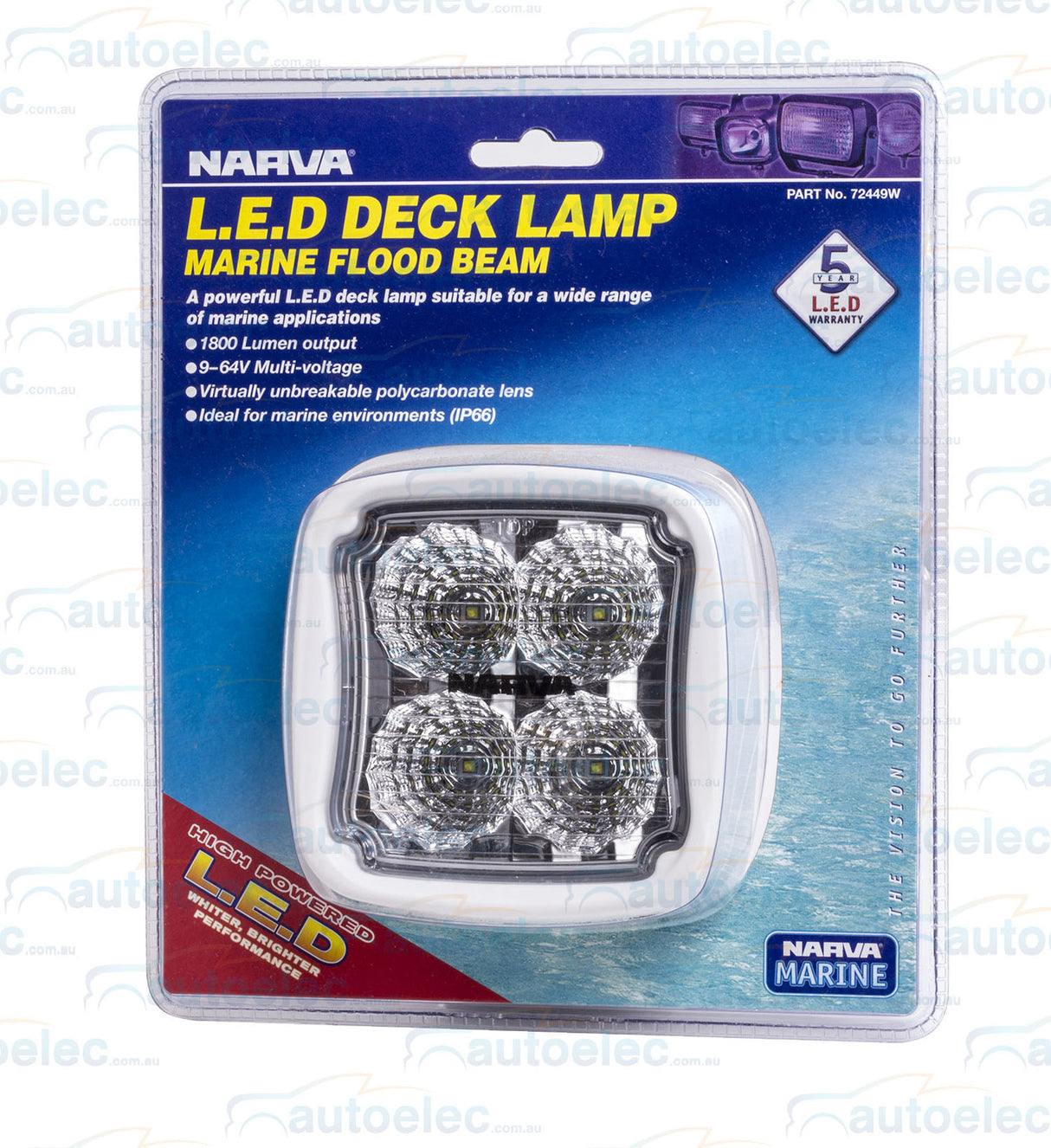 Narva Led Worklight Work Light Flood Beam 12V 12 24V 24 Volt White 72449W
